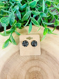 Women’s Black and White Polka Dot Circle Stud Earrings