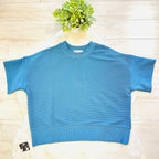 Women’s Zenana Blue Ribbed Pant Set