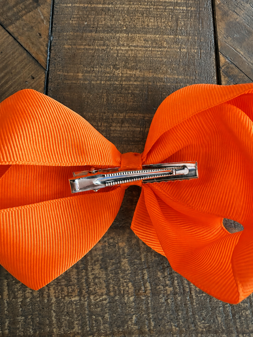 Hair Bow 6” Alligator Clip - Pumpkin Orange