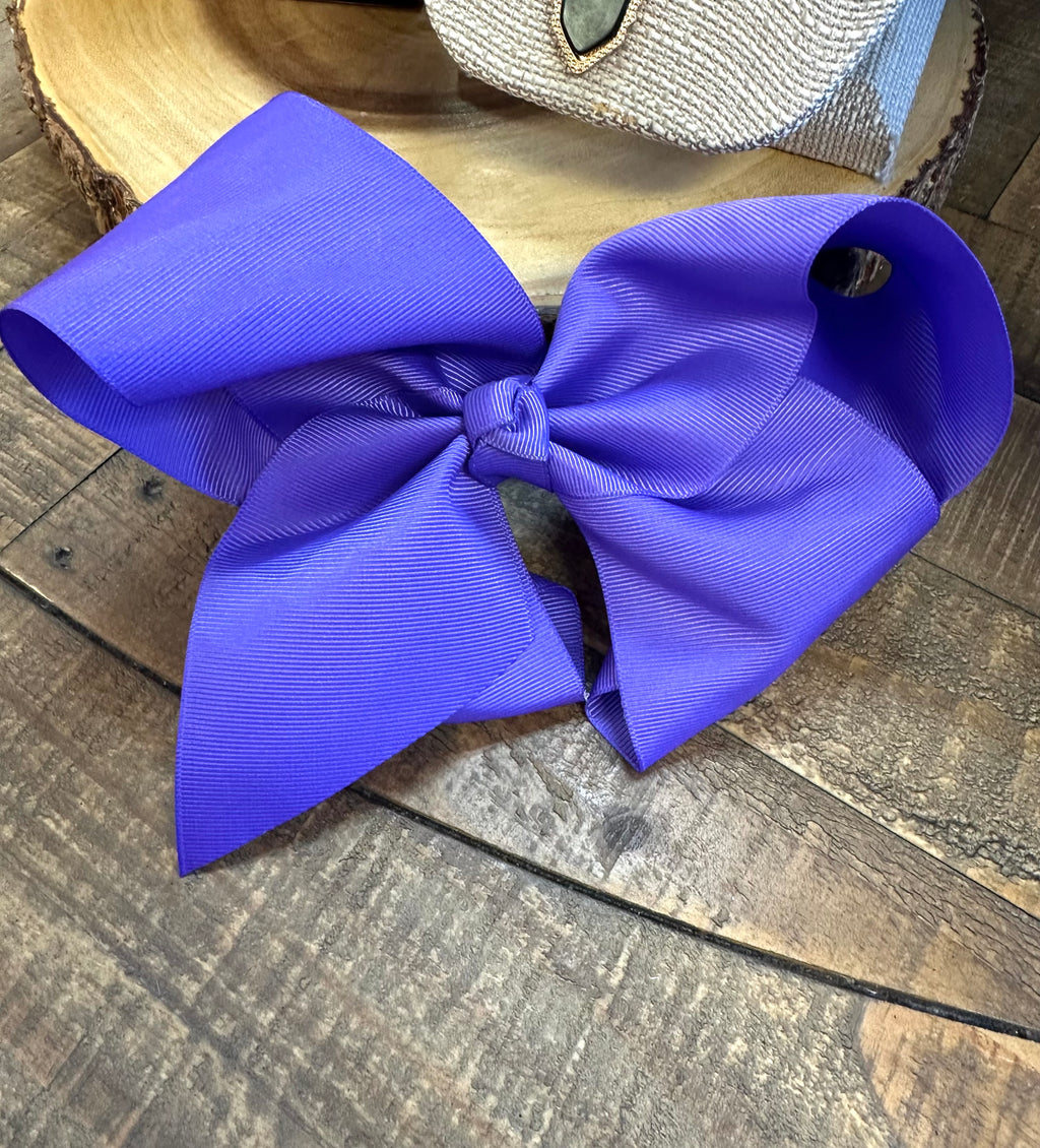Hair Bow 8” Alligator Clip - Blue Violet