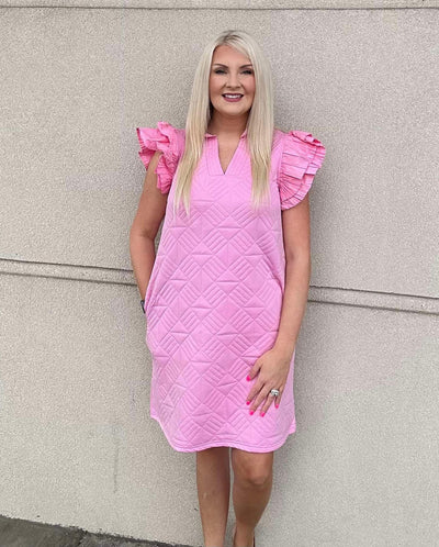 Pink Texture Dress - Mini Mee Boutique