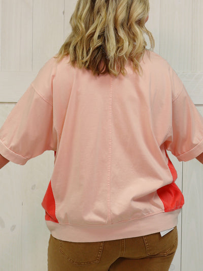 Easel Flower Patch Top- Peach Coral