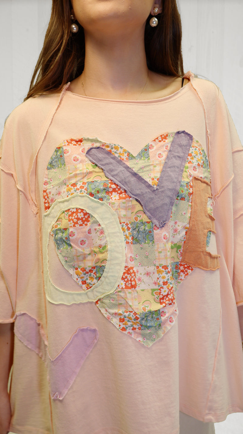 Easel Heart of Love Patch Top