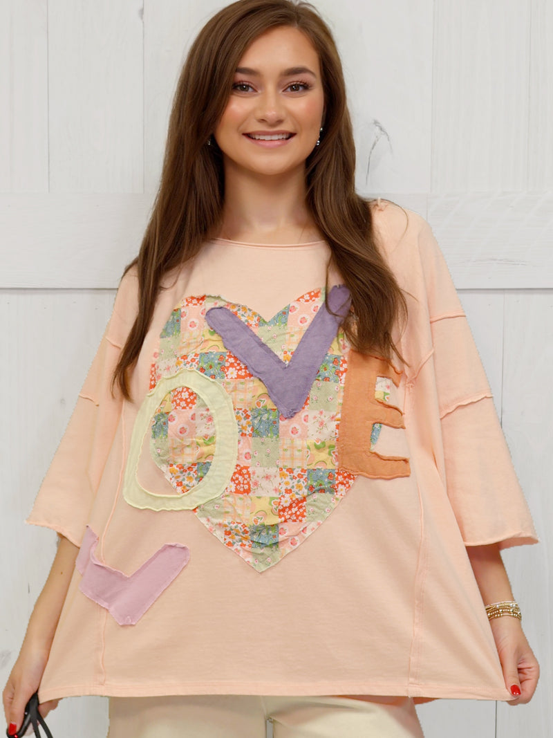 Easel Heart of Love Patch Top