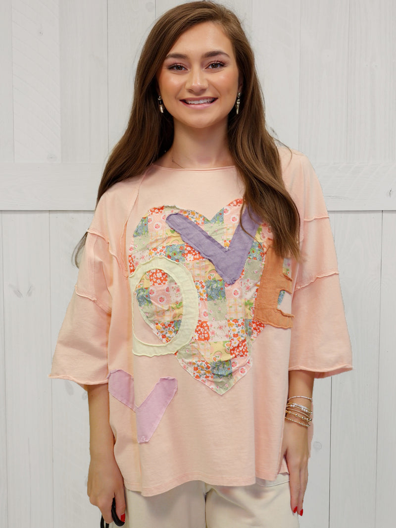 Easel Heart of Love Patch Top