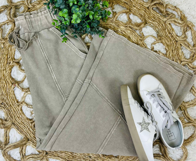 Easel Light Mocha Acid Wash Wide leg Pants