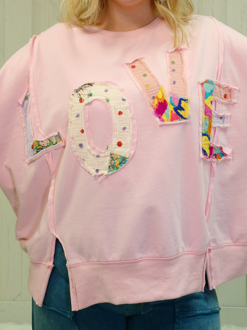 Easel Pink Love Patch Top