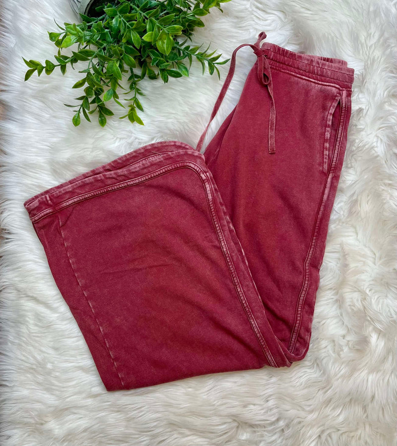 Easel Wine Acid Wash loose fit Pants