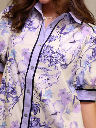 Entro Blueberry Button Collar Dress