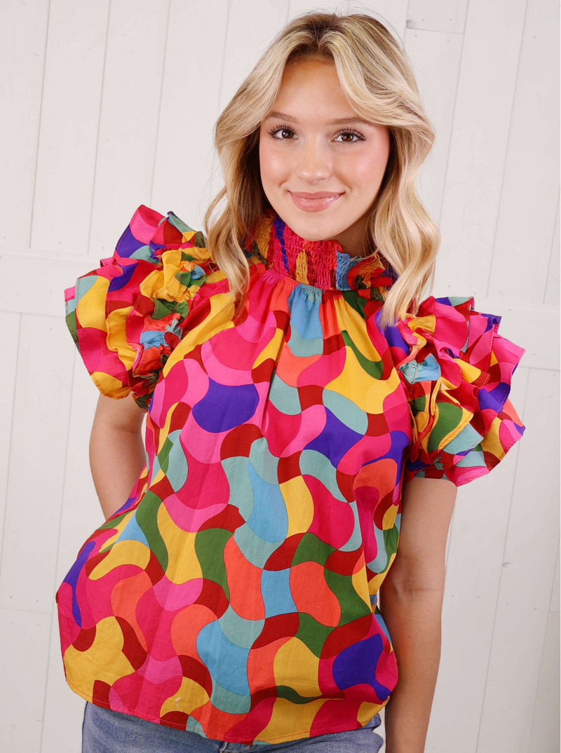 Evermmee Ruffled Collar Top