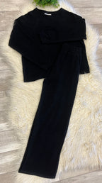 Women’s Zenana Cute Cotton Long Sleeve Set In Black