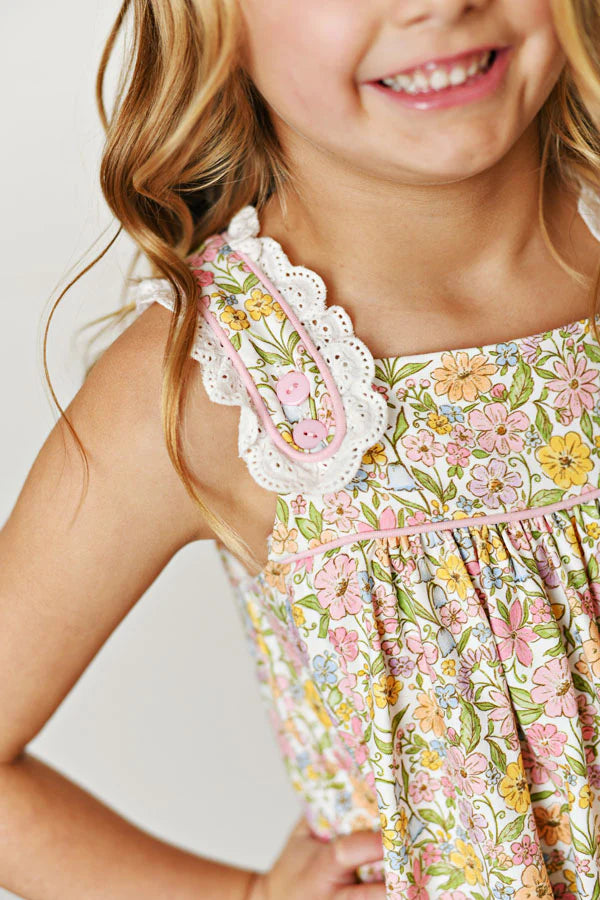 Swoon Baby Floral Eyelet Trim Dress - Mini Mee Boutique