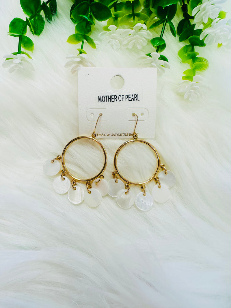 Mother of Pearl Gold Hoop Earrings - Mini Mee Boutique