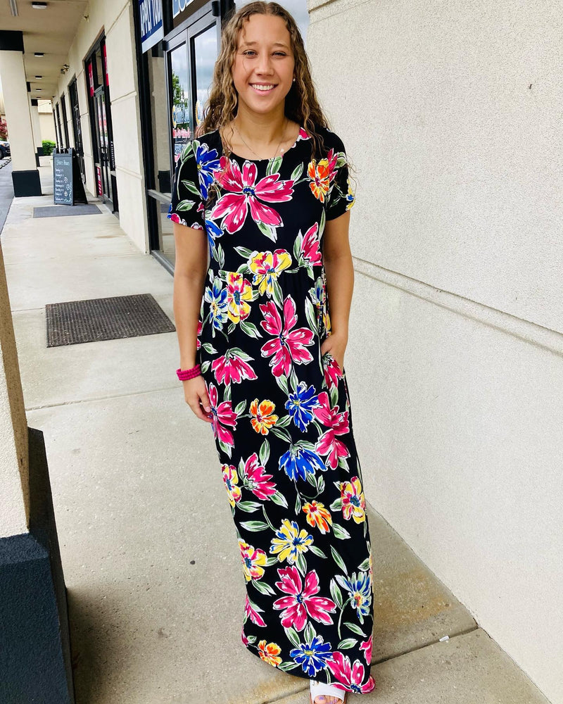 Women’s P & Rose Floral Maxi Dress - Mini Mee Boutique