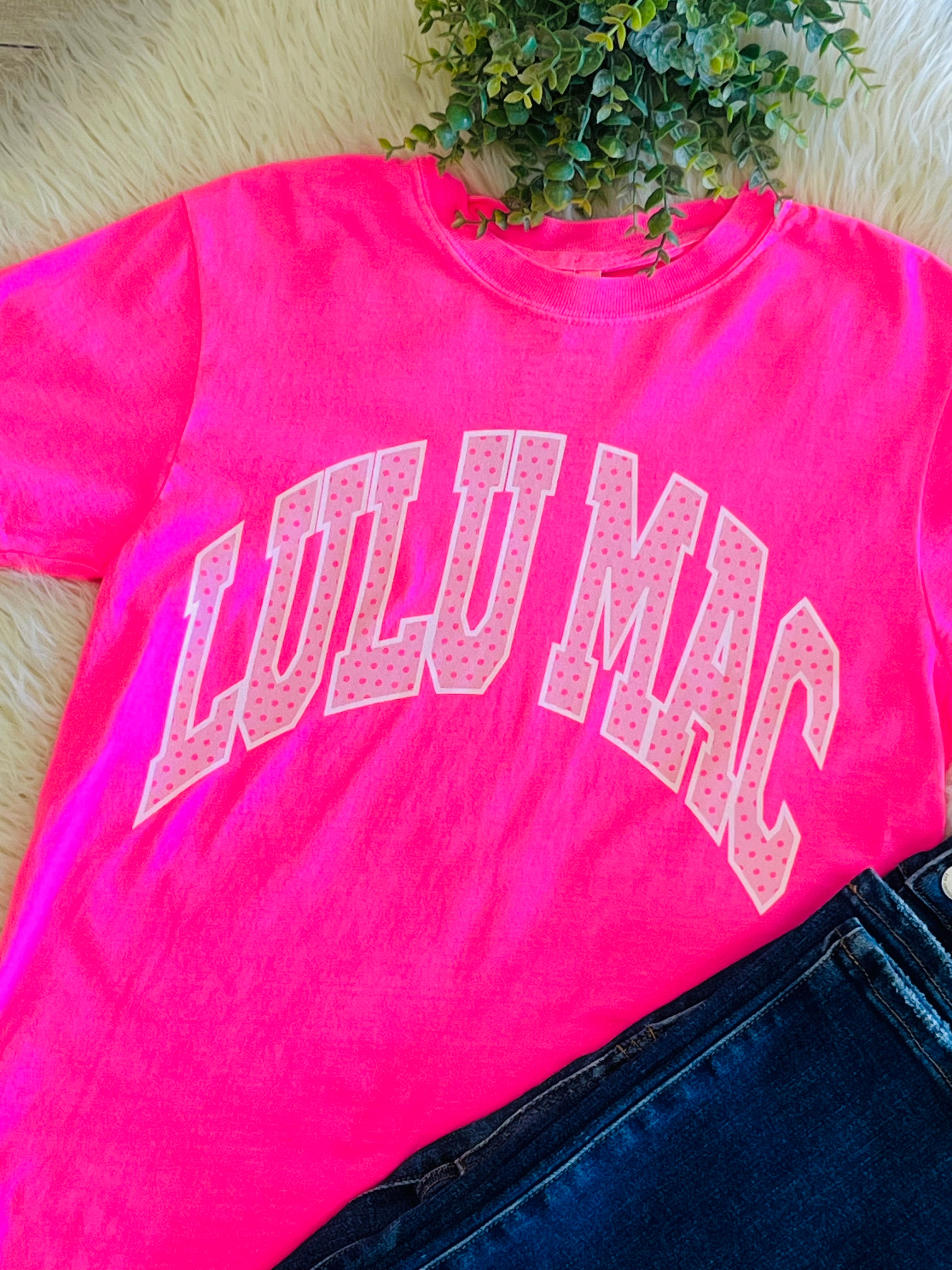 Women’s Neon Pink Polka Dot LuLu Mac Tee