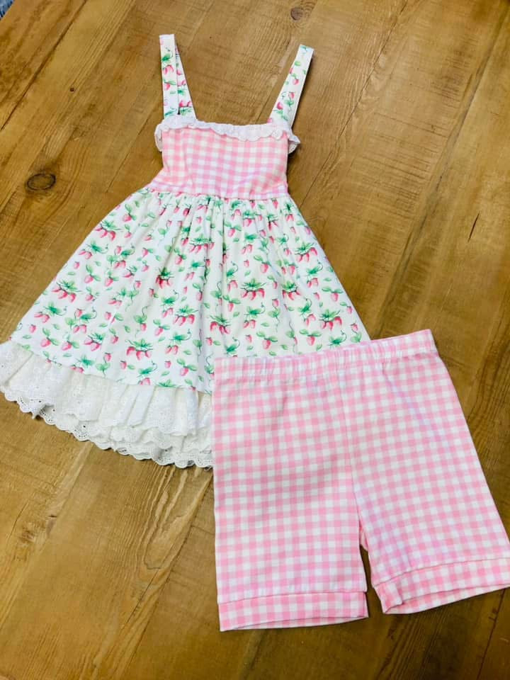 Serendipity Strawberry Smocked 2 Piece Set - Mini Mee Boutique