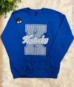 Women’s Blue Kentucky Striped Crewneck Top