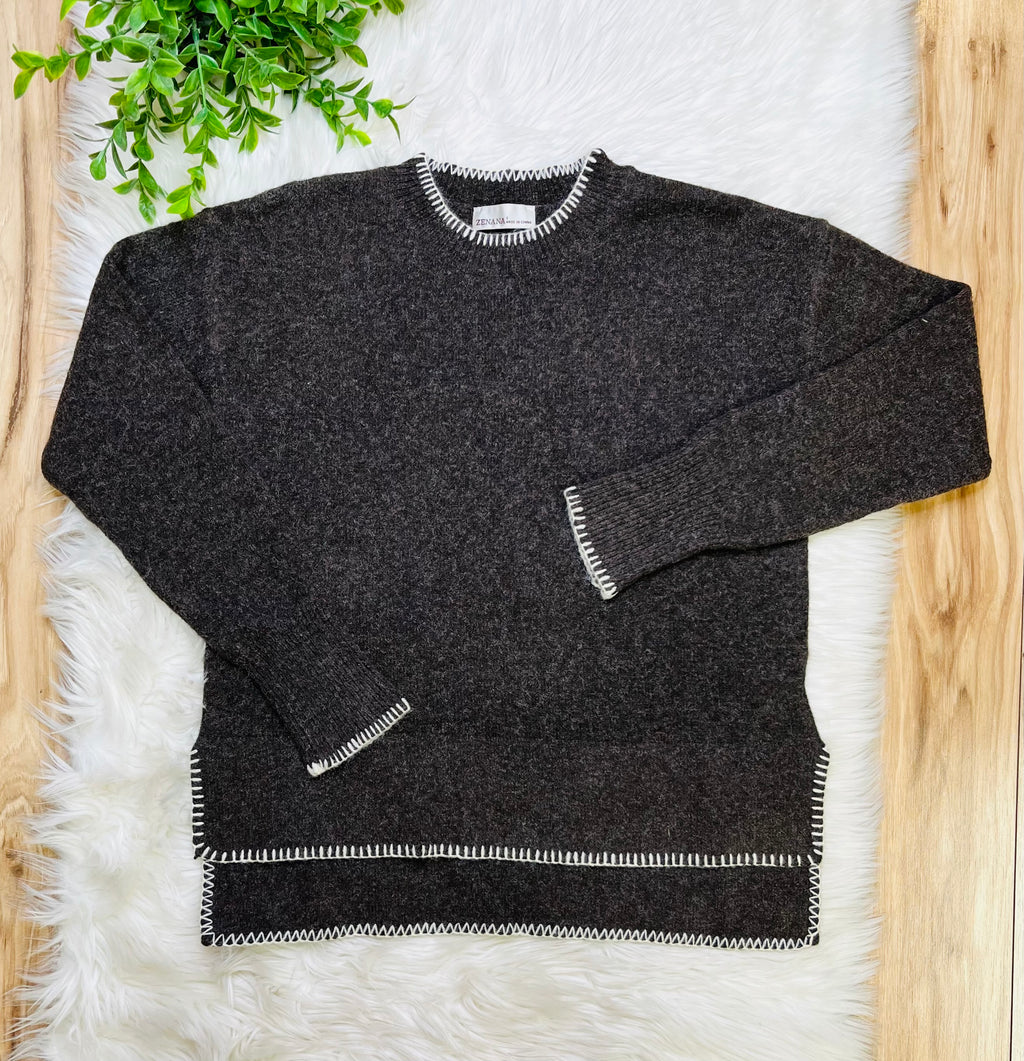 Women’s Zenana Dark Brown Sweater Top