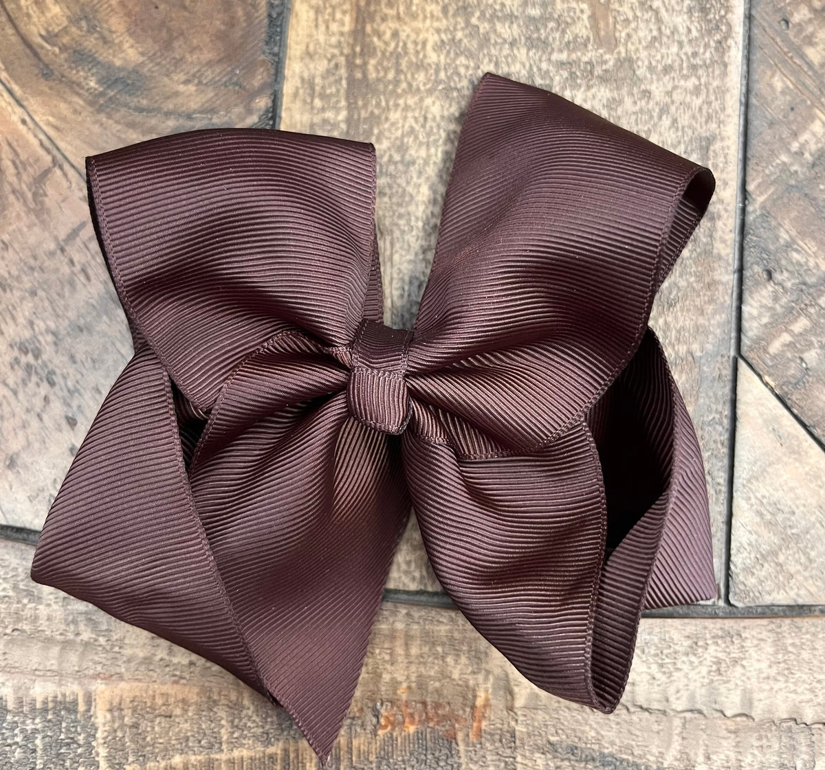 Hair Bow 6” Alligator Clip - Chocolate Brown