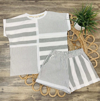 Umgee Grey Striped 2 Piece Set - Mini Mee Boutique