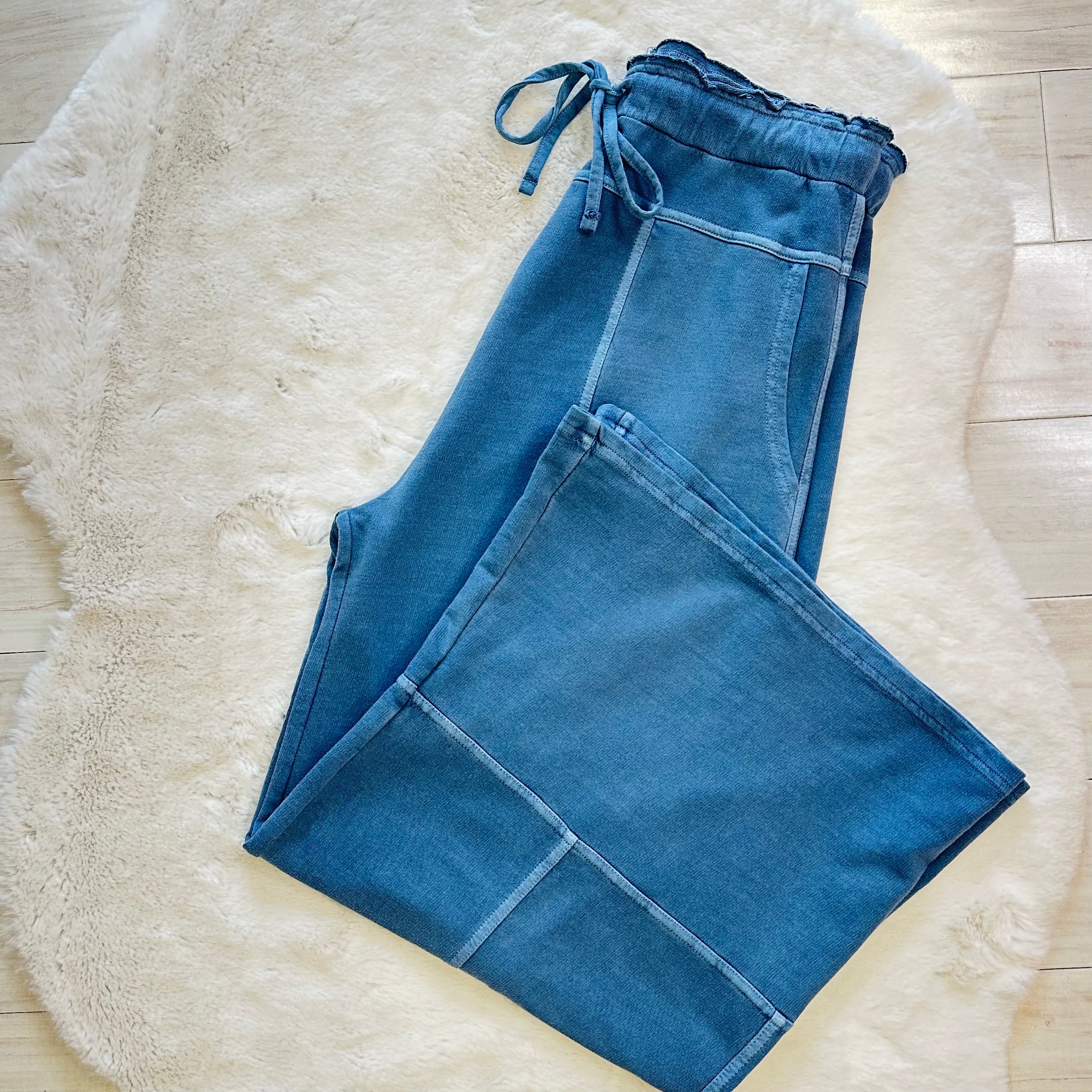 Women’s Blue Mineral Wash Wide Leg Pants