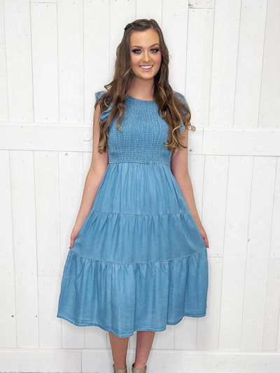 Blu Pepper Denim Blue Maxi Dress - Mini Mee Boutique