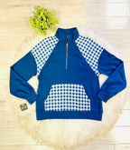 Women’s Evermmee Blue Gingham Quarter Zip Sweater Top - True to Size