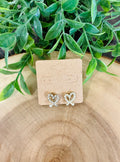 Women’s Diamond Heart Outline Pearl Clip-On Earrings