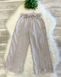 Women’s Zenana Cropped Wide Leg Comfy Ash Mocha Acid Wash Pants - True to Size
