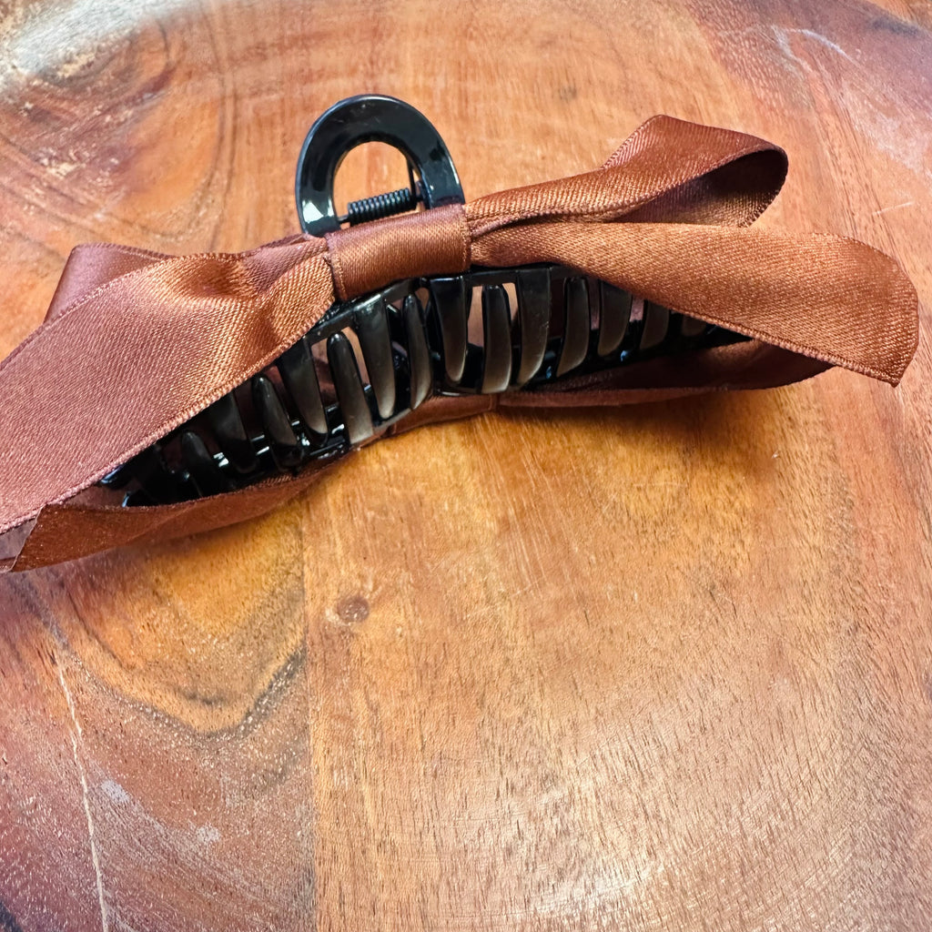 Coffee Brown Bow Hair Clip