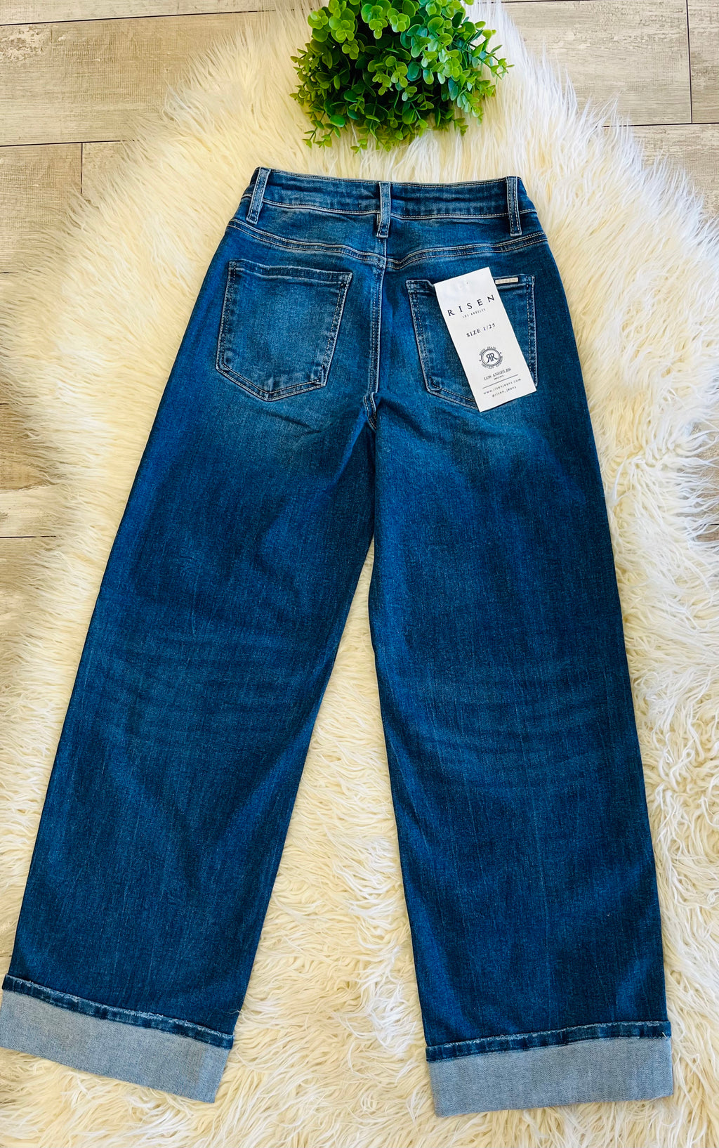Women’s Risen Slouchy Wide Leg Cuffed Jeans Style 0011