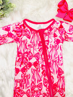 Girl’s dark pink bow sleeper