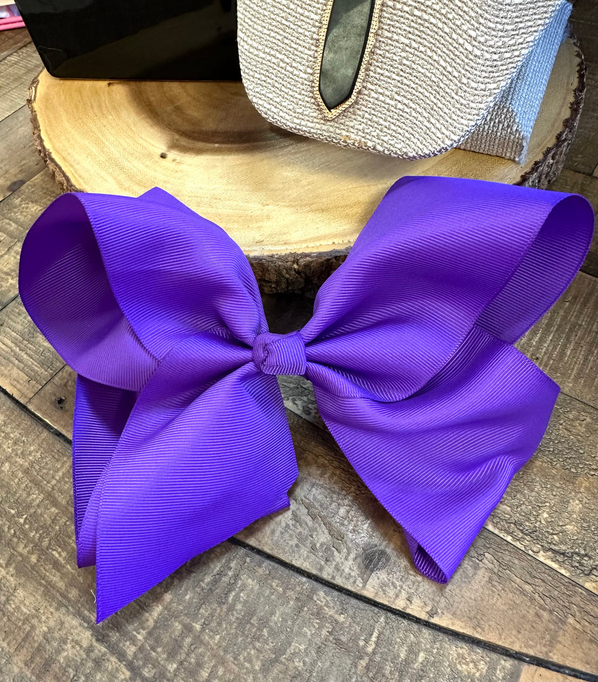 Hair Bow 8” Alligator Clip - Medium Purple