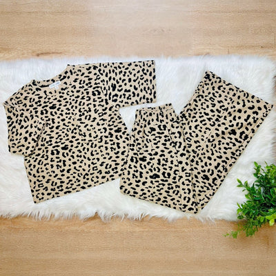 Leopard Print Textured two piece Set