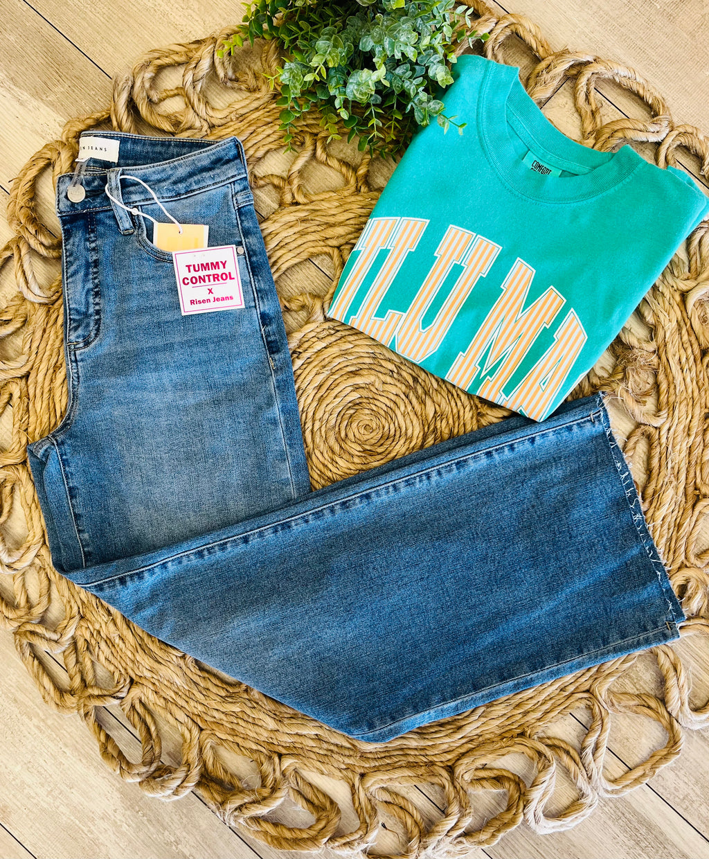 Women’s Risen High Rise Crop Wide Leg Jeans Style 5954
