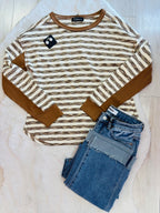 Women’s Evermmee brown striped waffle top