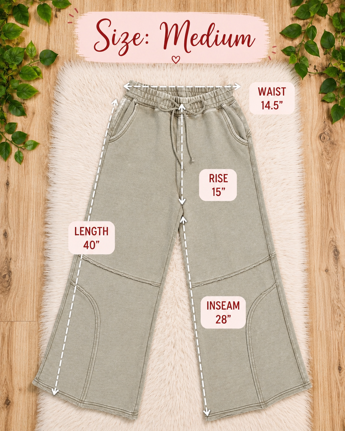Women’s Zenana Ash Mocha Wide Leg Acid Wash Pants- Oversized