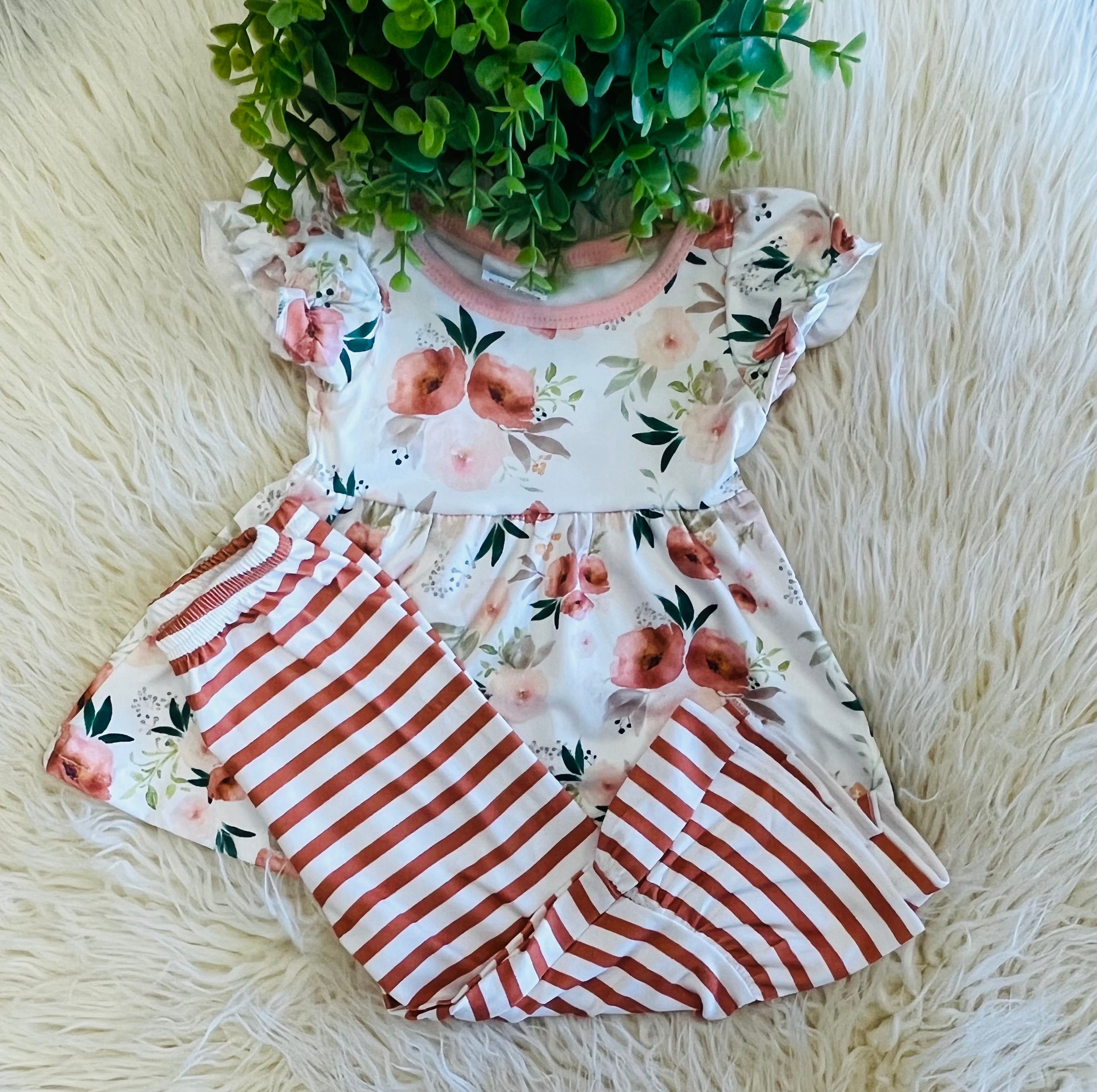 Girl’s Floral & Striped Set