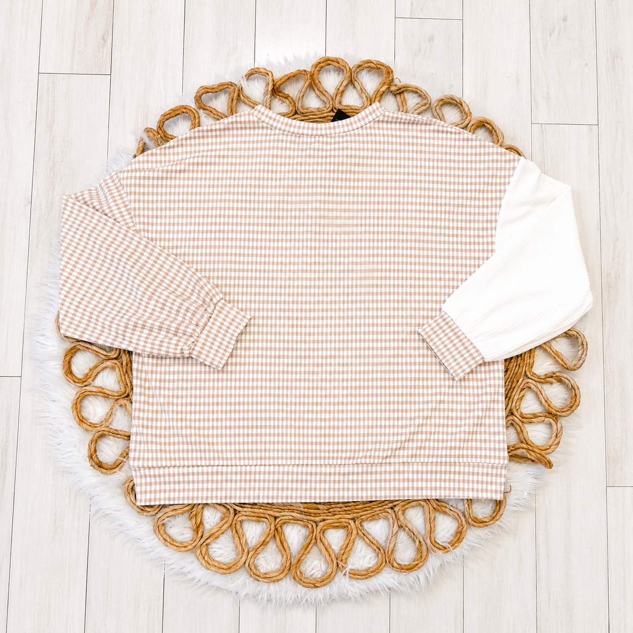 Women’s Evermmee Curvy Mixed Print Gingham Top