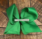 Hair Bow 6” Alligator Clip - Kelly Green
