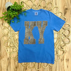 Women’s Dusty Blue Cheetah Print KY Tee