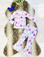 Girl’s Pink and Purple Floral Zip up  Outfit