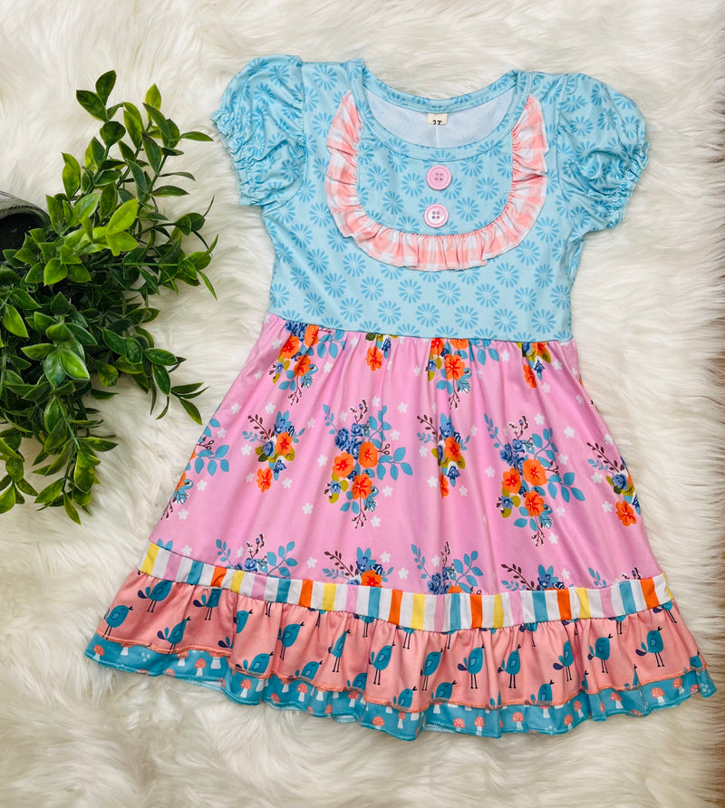 Girls Mixed Print Dress