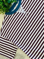 Women’s Curvy Burgundy Stripe Short Sleeve Knit Top