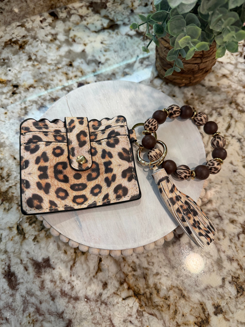Wristlet ID Badge Pouch Keychain Cheetah