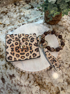 Wristlet ID Badge Pouch Keychain Cheetah