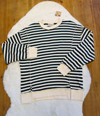 Women’s Zenana Hunter Green Stripe Pullover with side splits