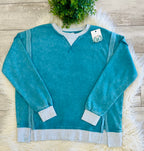 Women’s Zenana Washed Exposed Seam Sweatshirt In Teal
