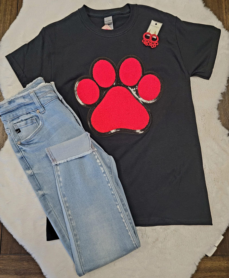 Women’s Red Paw Print Tee