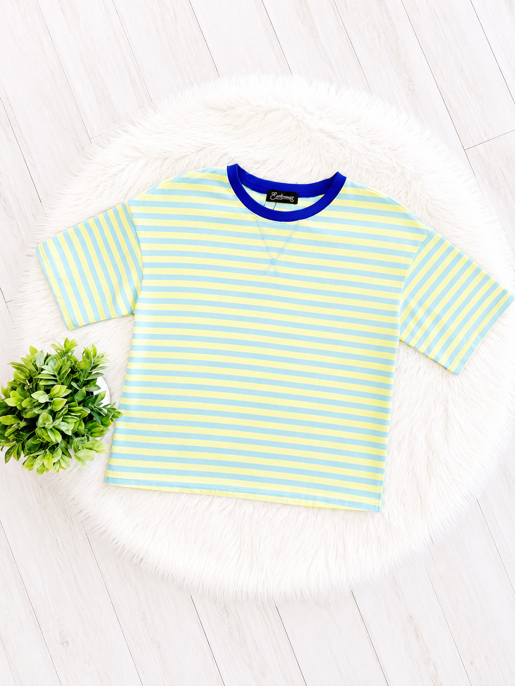 Women’s Light Blue and Yellow Stripped Pant Set